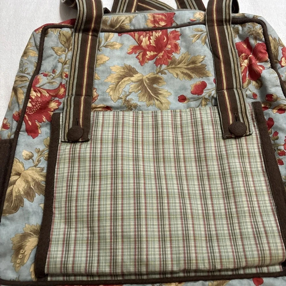 MODA HOME Cotton Floral‎ Fabric Tote Travel Bag Crafts Computer Plastic Storage